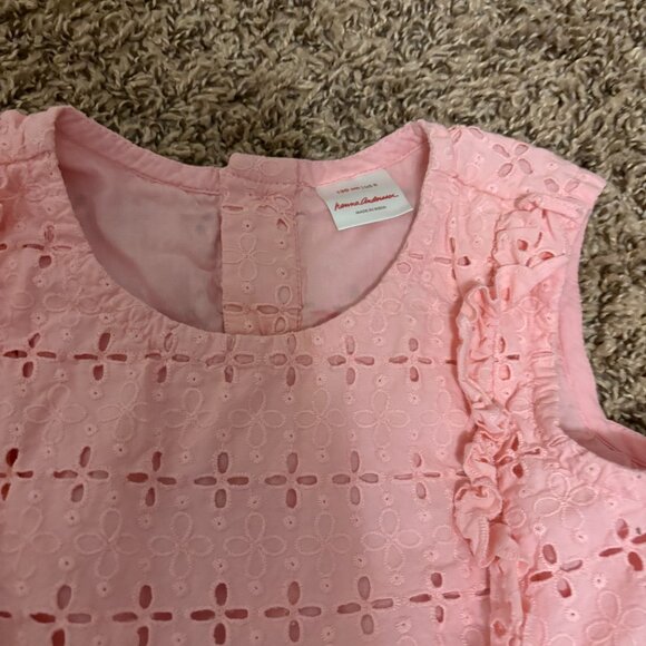 Hanna Andersson Airy Eyelet Top 8 130 CM Sleeveless Pastel Lace Happy Pink - Picture 2 of 3